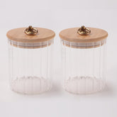 Kuber Industries Borosilicate Glass Jar with Bamboo Lid | Kitchen Organizer Items & Storage | Multi-utility, Leakproof, Airtight Storage Jar for Cookies, Snacks, Tea, Coffee, Sugar | Set of 2 (530ml)